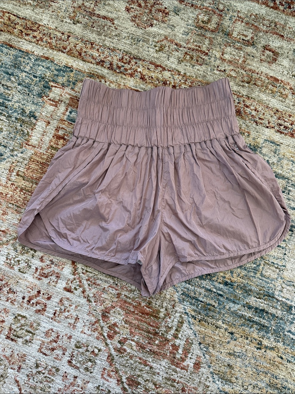 Free People Movement High-Waist Lavender Smocked Women's Shorts